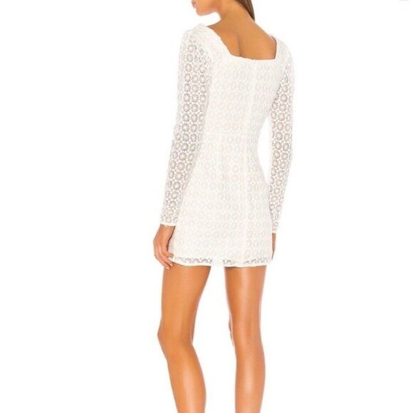 Camila Coelho Trista Ivory Lace Crocheted Long Sleeve Mini Dress Small - Picture 2 of 13